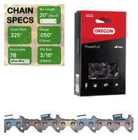 20" Oregon 20LPX078 Chainsaw Chain with specs