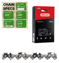 18" OREGON 21LPX072 Full Chisel Fast Cutting Replacement Chainsaw Chain