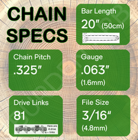 20" 81DL Oregon Type 22 Chain Specs