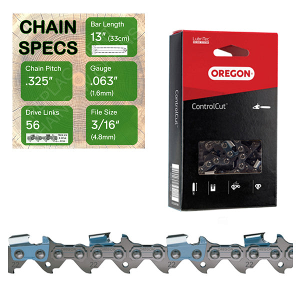 13" Oregon 22BPX056 Chainsaw Chain with specs
