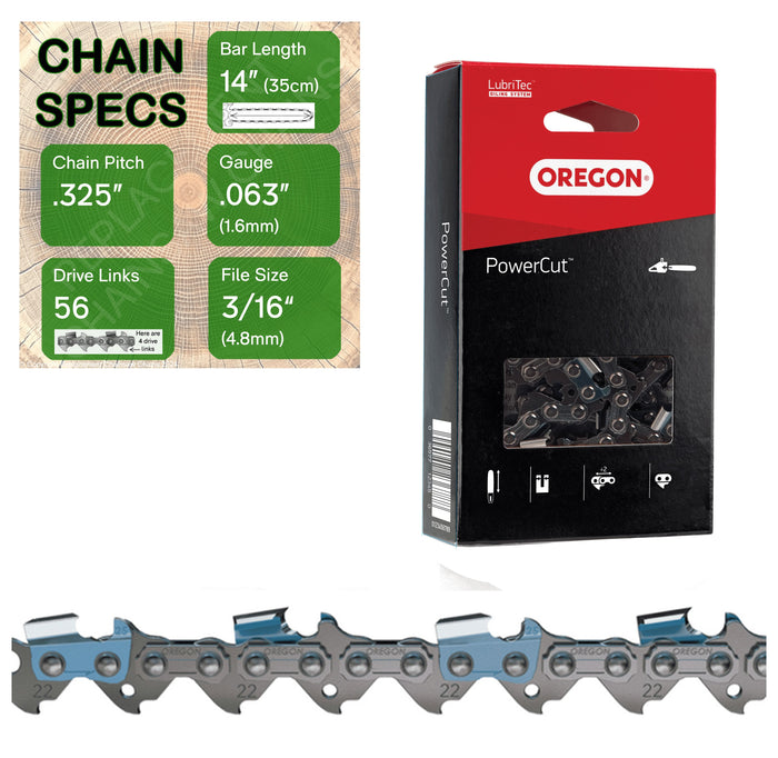 14" OREGON 22LPX056  Full Chisel Fast Cutting Replacement Chainsaw Chain