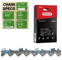 16" OREGON 22LPX067  Full Chisel Fast Cutting Replacement Chainsaw Chain