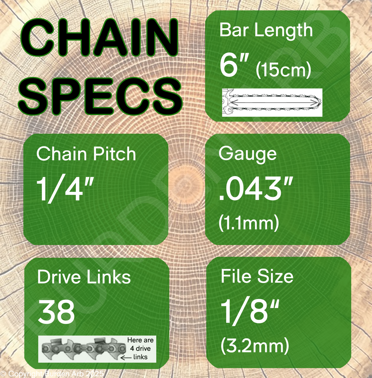6" 38DL Oregon Type 24 Chain Specs
