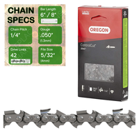 6" / 8" Oregon 25AP042 Chainsaw Chain with specs