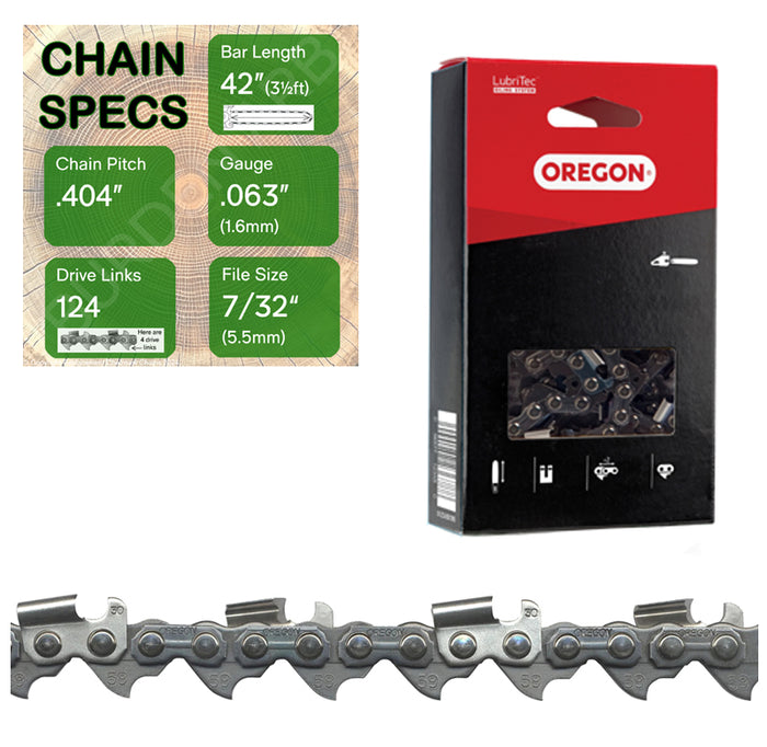 42" Oregon 59ACL124 Chainsaw Chain with specs