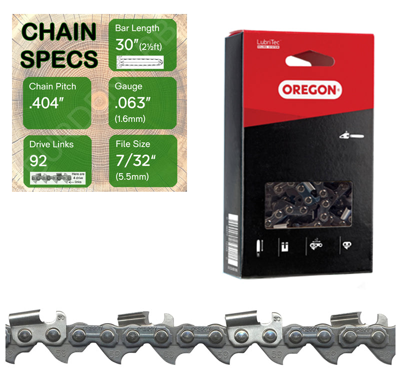 30" Oregon 59ACL092 Chainsaw Chain with specs