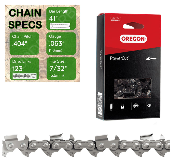 41" OREGON 59L123 Full Chisel Heavy Duty Replacement Chainsaw Chain