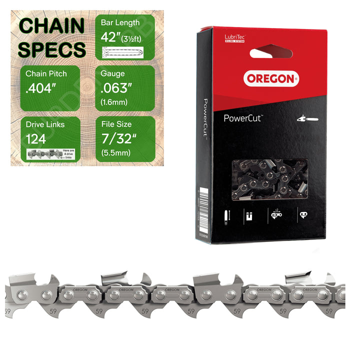 42" OREGON 59L124 Full Chisel Heavy Duty Replacement Chainsaw Chain