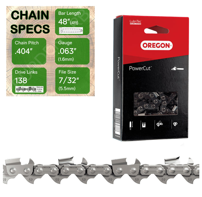 48" OREGON 59L138 Full Chisel Heavy Duty Replacement Chainsaw Chain