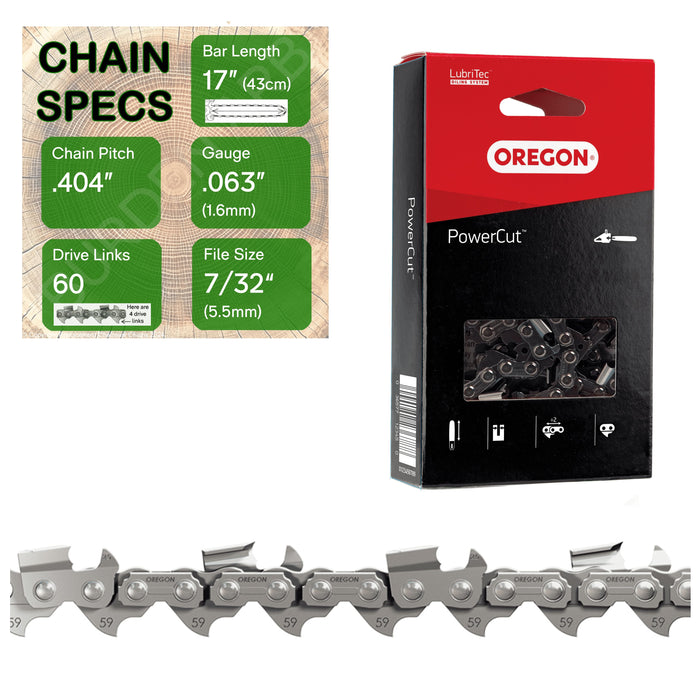 17" OREGON 59L060 Full Chisel Heavy Duty Replacement Chainsaw Chain