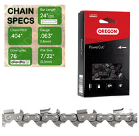 24" OREGON 59L076 Full Chisel Heavy Duty Replacement Chainsaw Chain
