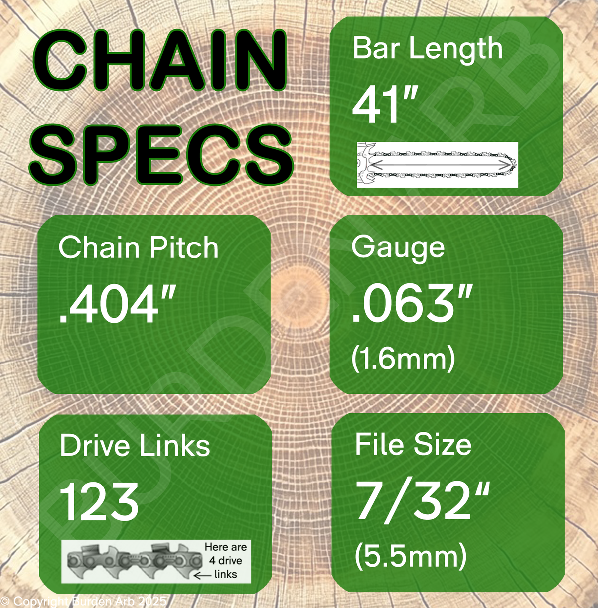 41" 123DL Oregon Type 59 Chain Specs