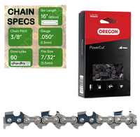16" Oregon 72LPX060 Chainsaw Chain with specs