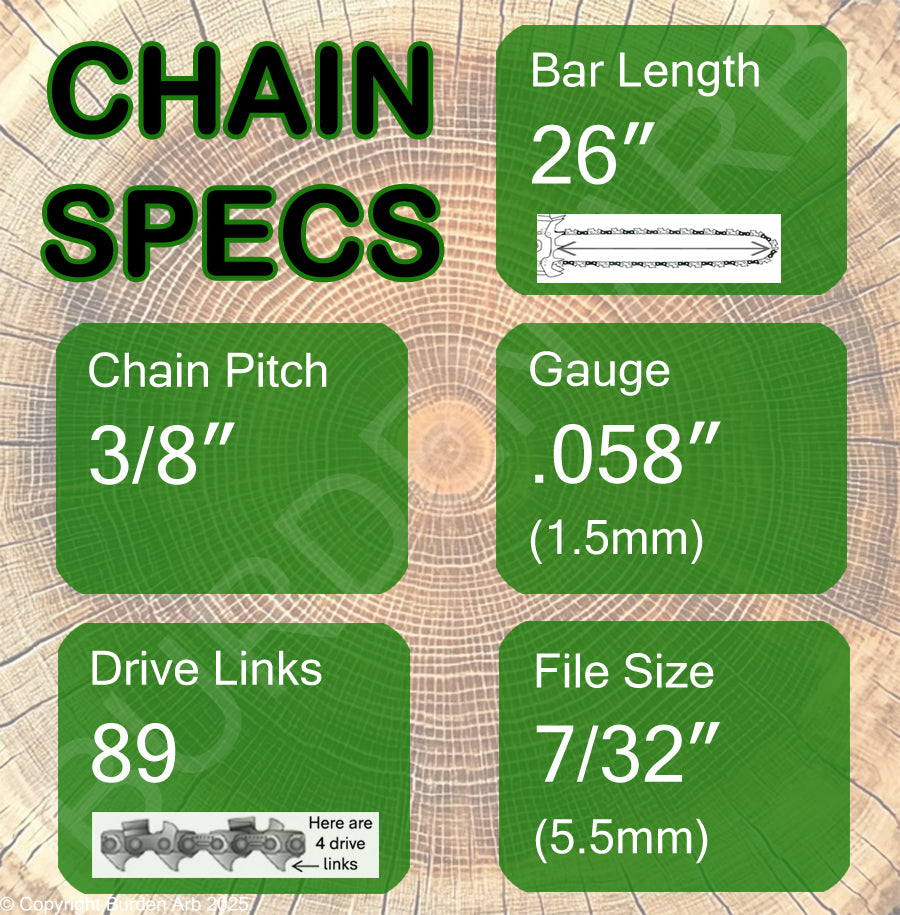 26" 89DL Oregon Type 73 Chain Specs