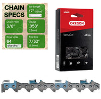 17" OREGON 73DPX064 Semi Chisel Reduced Kickback Replacement Chainsaw Chain