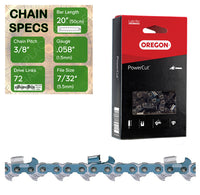 20" Oregon 73EXJ072 Chainsaw Chain with specs