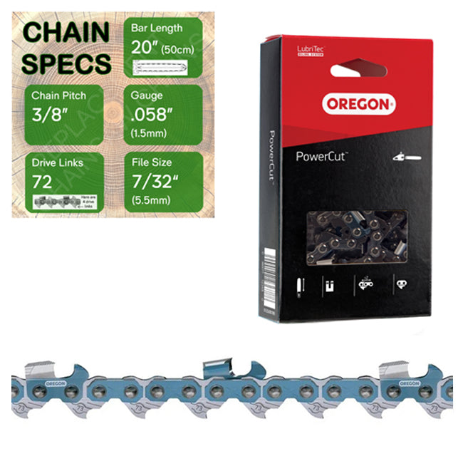 20" Oregon 73EXJ072 Chainsaw Chain with specs
