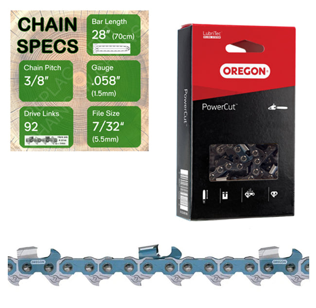 28" Oregon 73EXJ092 Chainsaw Chain with specs