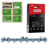 28" Oregon 73EXJ092 Chainsaw Chain with specs