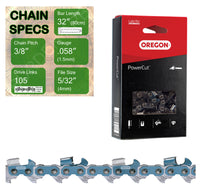 32" Oregon 73EXL105 Chainsaw Chain with specs