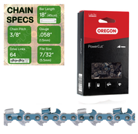 18" Oregon 73EXL064 Chainsaw Chain with specs