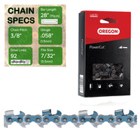 28" OREGON 73EXL092 Full Chisel Aggressive Replacement Chainsaw Chain