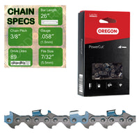 26" Oregon 73LPX089 Chainsaw Chain with specs
