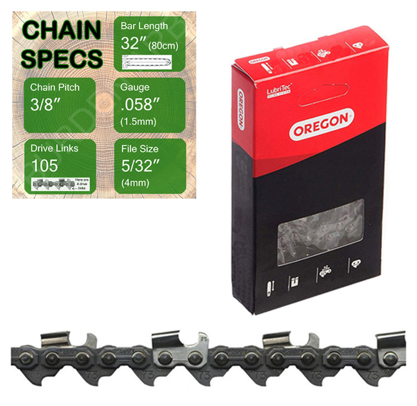 32" Oregon 73RD105 Chainsaw Chain with specs