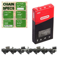 32" Oregon 73RD105 Chainsaw Chain with specs