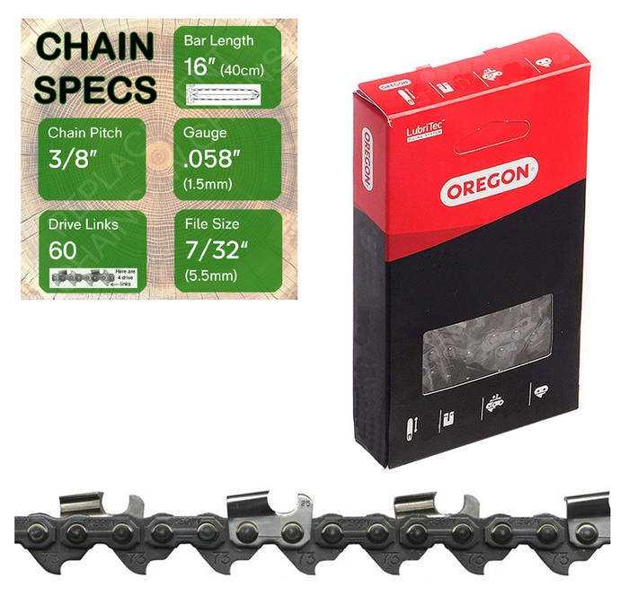 16" Oregon 73RD060 Chainsaw Chain with specs
