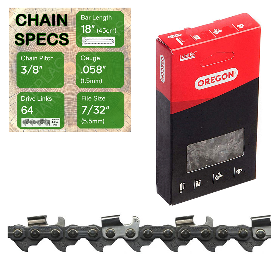 18" Oregon 73RD064 Chainsaw Chain with specs