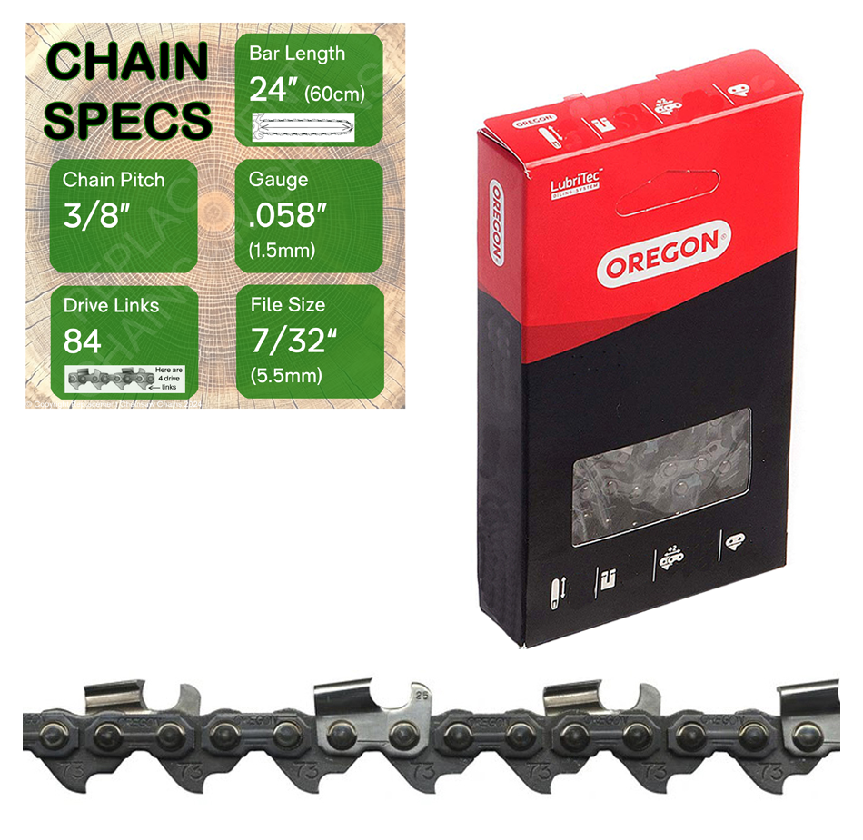 24" Oregon 73RD084 Chainsaw Chain with specs