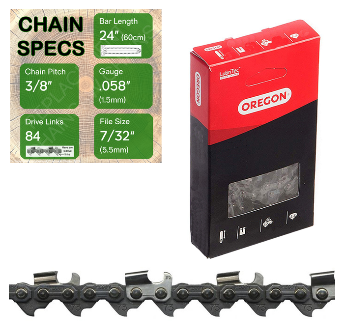 24" Oregon 73RD084 Chainsaw Chain with specs