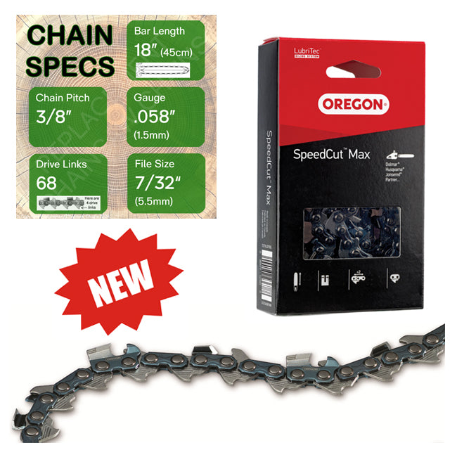 New 18" Oregon 73TXL068 Chainsaw Chain with specs