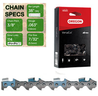 36" OREGON 75DPX114 Semi Chisel Reduced Kickback Replacement Chainsaw Chain