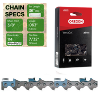 36" Oregon 75DPX114 Chainsaw Chain with specs