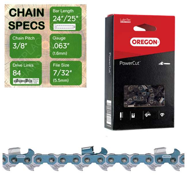 24" / 25" Oregon 75EXJ084 Chainsaw Chain with specs