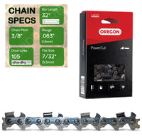 32" OREGON 75EXL105 Full Chisel Aggressive Replacement Chainsaw Chain