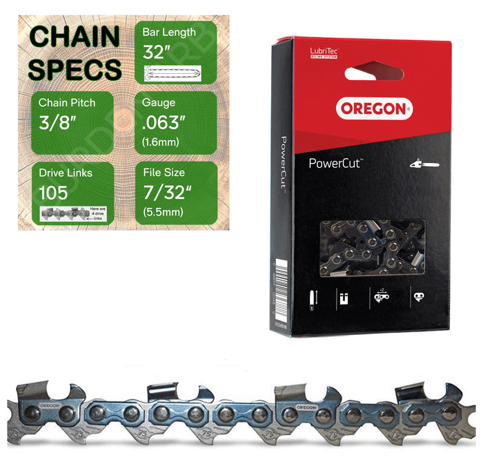 32" OREGON 75EXL105 Full Chisel Aggressive Replacement Chainsaw Chain