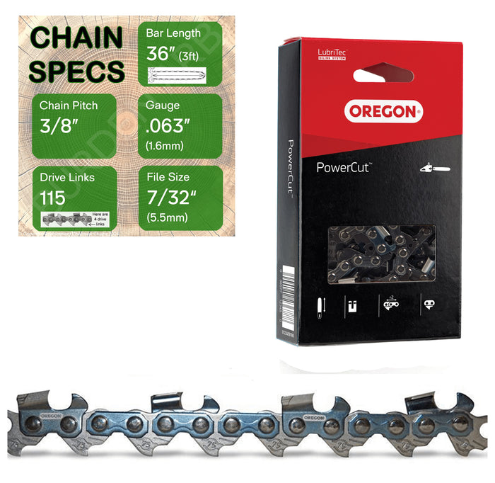 36" OREGON 75EXL115 Full Chisel Aggressive Replacement Chainsaw Chain