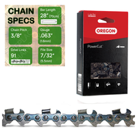 28" Oregon 75EXL091 Chainsaw Chain with specs