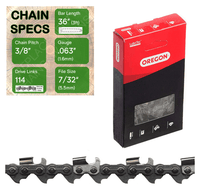 36" Oregon 75RD114 Chainsaw Chain with specs