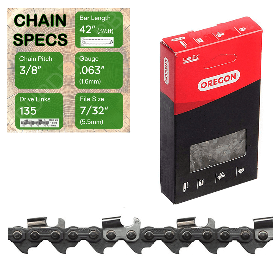 42" Oregon 75RD135 Chainsaw Chain with specs