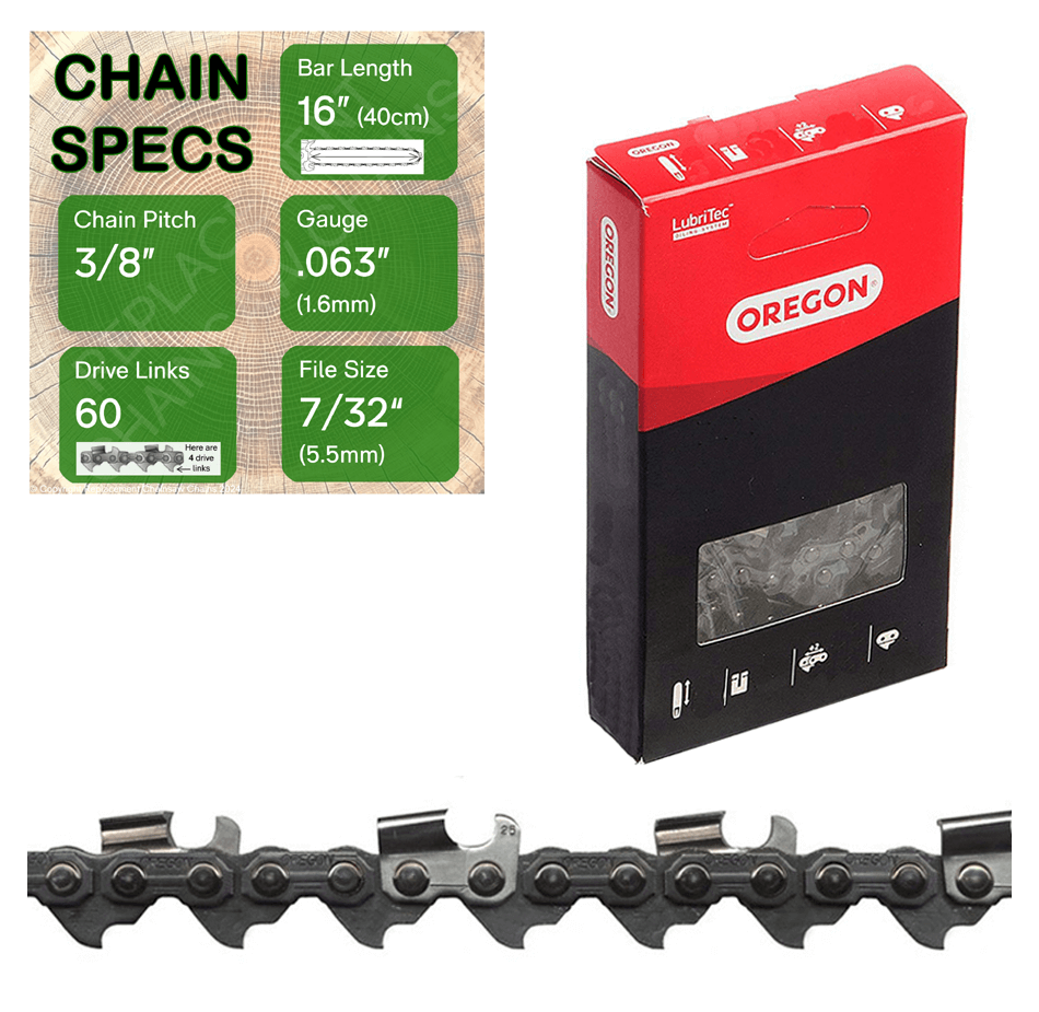16" Oregon 75RD060 Chainsaw Chain with specs
