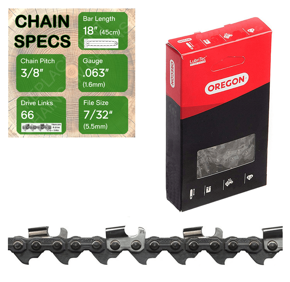 18" Oregon 75RD066 Chainsaw Chain with specs