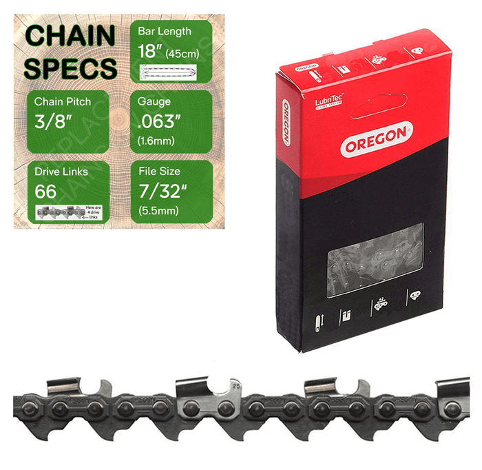 18" Oregon 75RD066 Chainsaw Chain with specs