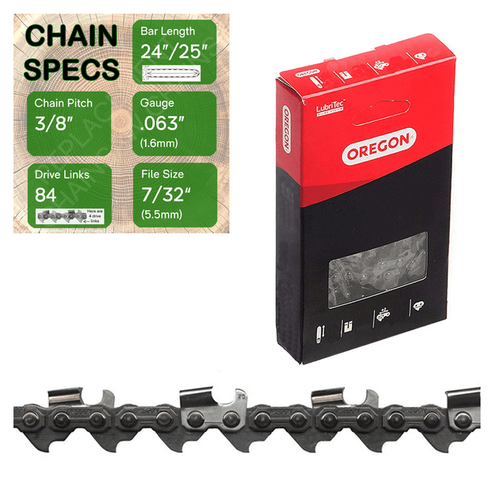 24" / 25" Oregon 75RD084 Chainsaw Chain with specs