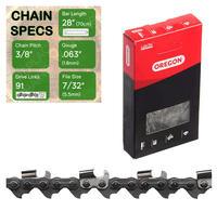 28" Oregon 75RD091 Chainsaw Chain with specs