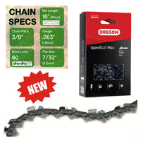New 16" Oregon 75TXL060 Chainsaw Chain with specs