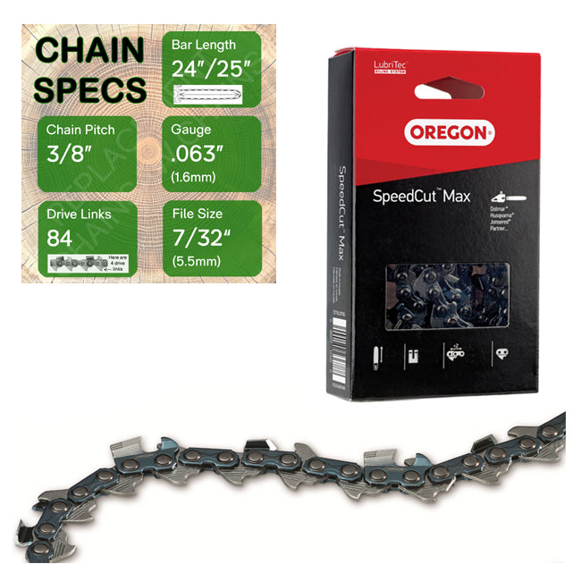 24" / 25" Oregon 75TXL084 Chainsaw Chain with specs